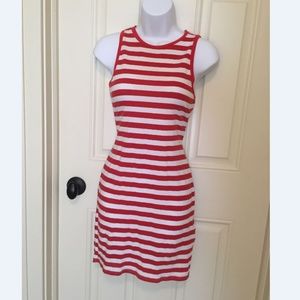 Red & White Stripped Mini Tank Dress